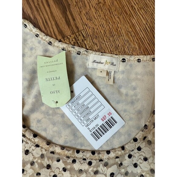 Anthropologie Womens Cream Lace Polka Dot Maxi Dress‎ Size Small Prairie Tiered - Picture 7 of 10